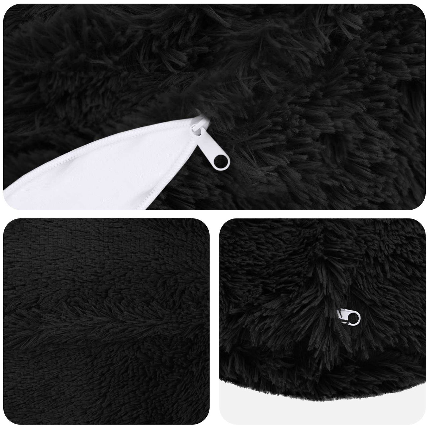 vidaXL Cushion with Pillow HEERLEN 6 pcs Black PV Fleece