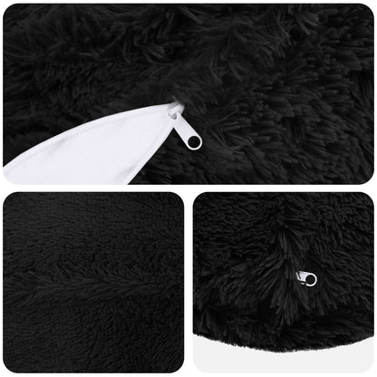 vidaXL Cushion with Pillow HEERLEN 6 pcs Black PV Fleece