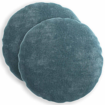 vidaXL Throw Pillow 2 pcs HEERLEN Blue Dia. 60 cm Chenille Fabric
