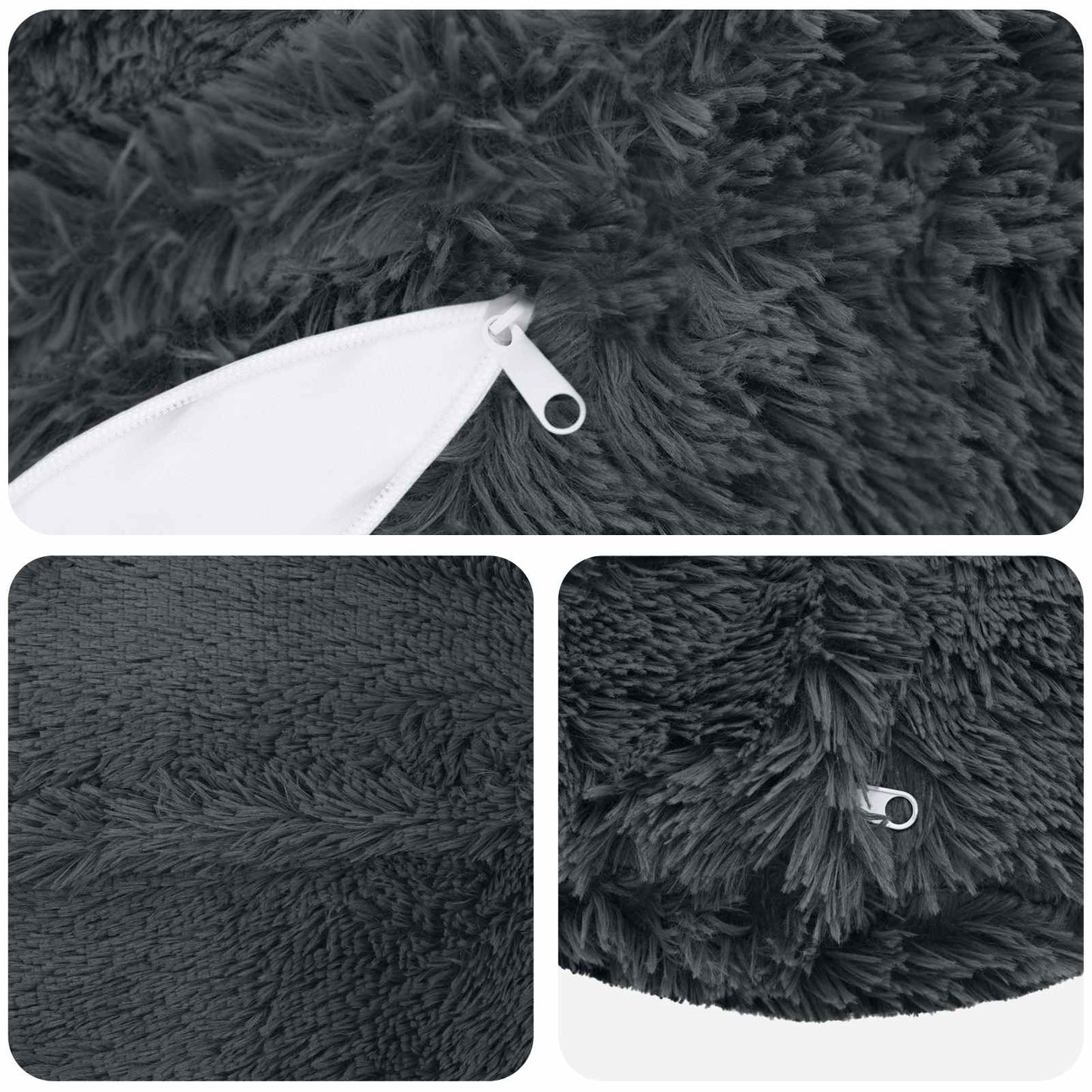 vidaXL Cushion with Pillow HEERLEN 6 pcs Anthracite PV Fleece