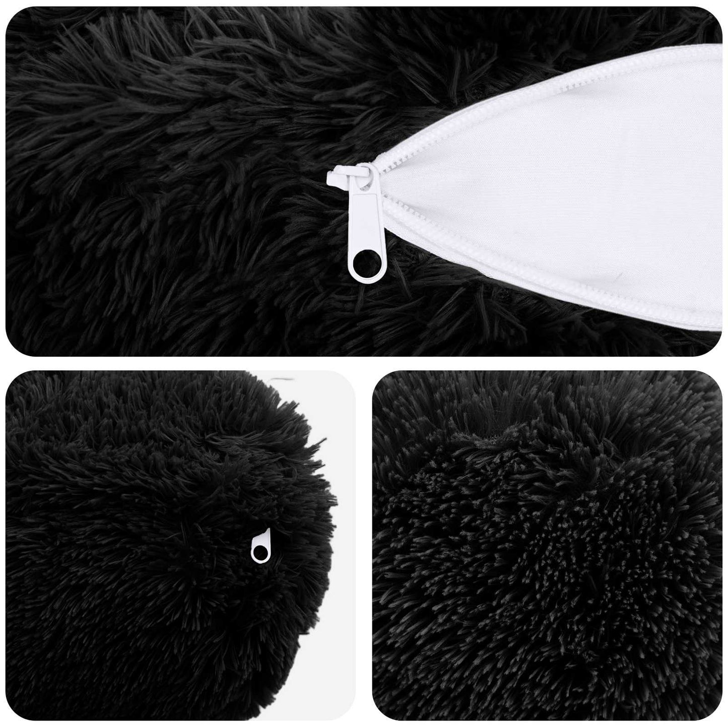 vidaXL Cushion with Pillow HEERLEN 6 pcs Black PV Fleece