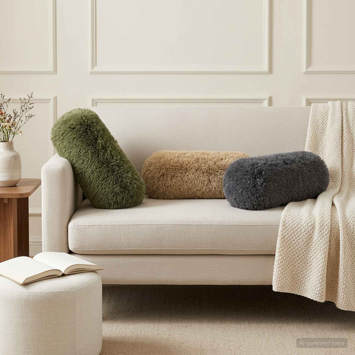 vidaXL Cushion with Pillow HEERLEN 2 pcs Light Grey PV Fleece