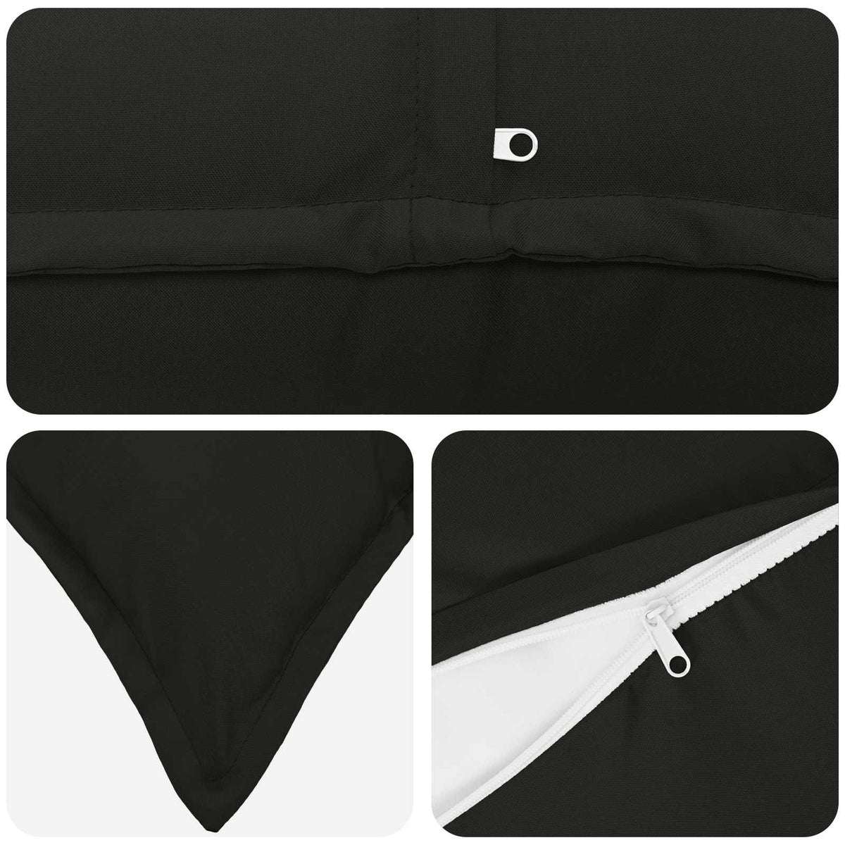 vidaXL Cushion with Pillow HOUTEN 2 pcs Black Polyester