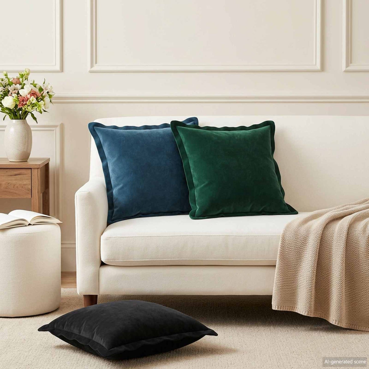 vidaXL Cushion with Pillow HOUTEN 6 pcs Dark Green Velvet