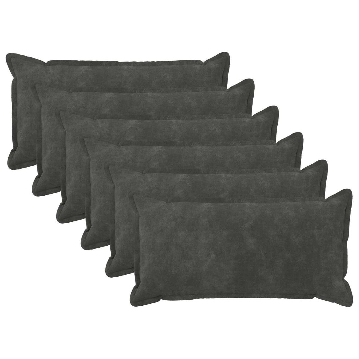 vidaXL Cushion with Pillow HOUTEN 6 pcs Anthracite Microfiber Fleece