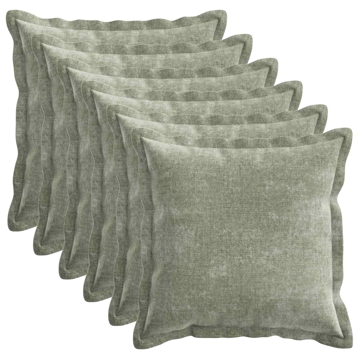 vidaXL Throw Pillow 6 pcs HOUTEN Green 50 x 50 cm Chenille Fabric