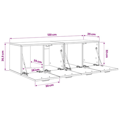 vidaXL Wall Cabinet 2 pcs 120 x 36.5 x 35 cm Engineered Wood