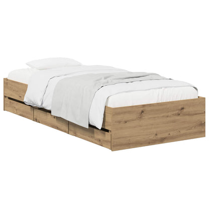 vidaXL Bed Frame with Storage Artisan Oak 90 x 200 cm Engineered wood