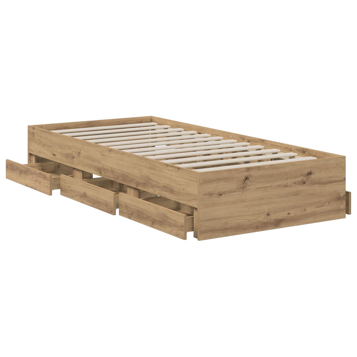 vidaXL Bed Frame with Storage Artisan Oak 90 x 200 cm Engineered wood