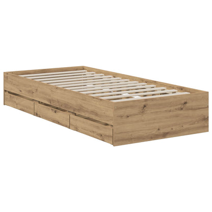 vidaXL Bed Frame with Storage Artisan Oak 90 x 200 cm Engineered wood