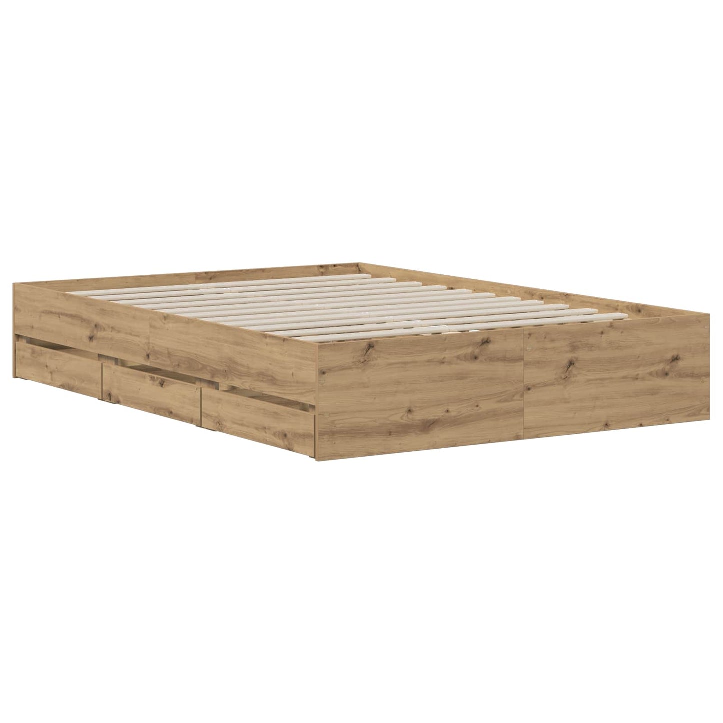 vidaXL Bed Frame with Storage Artisan Oak 140 x 190 cm Engineered wood