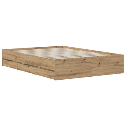 vidaXL Bed Frame with Storage Artisan Oak 135 x 190 cm Engineered wood