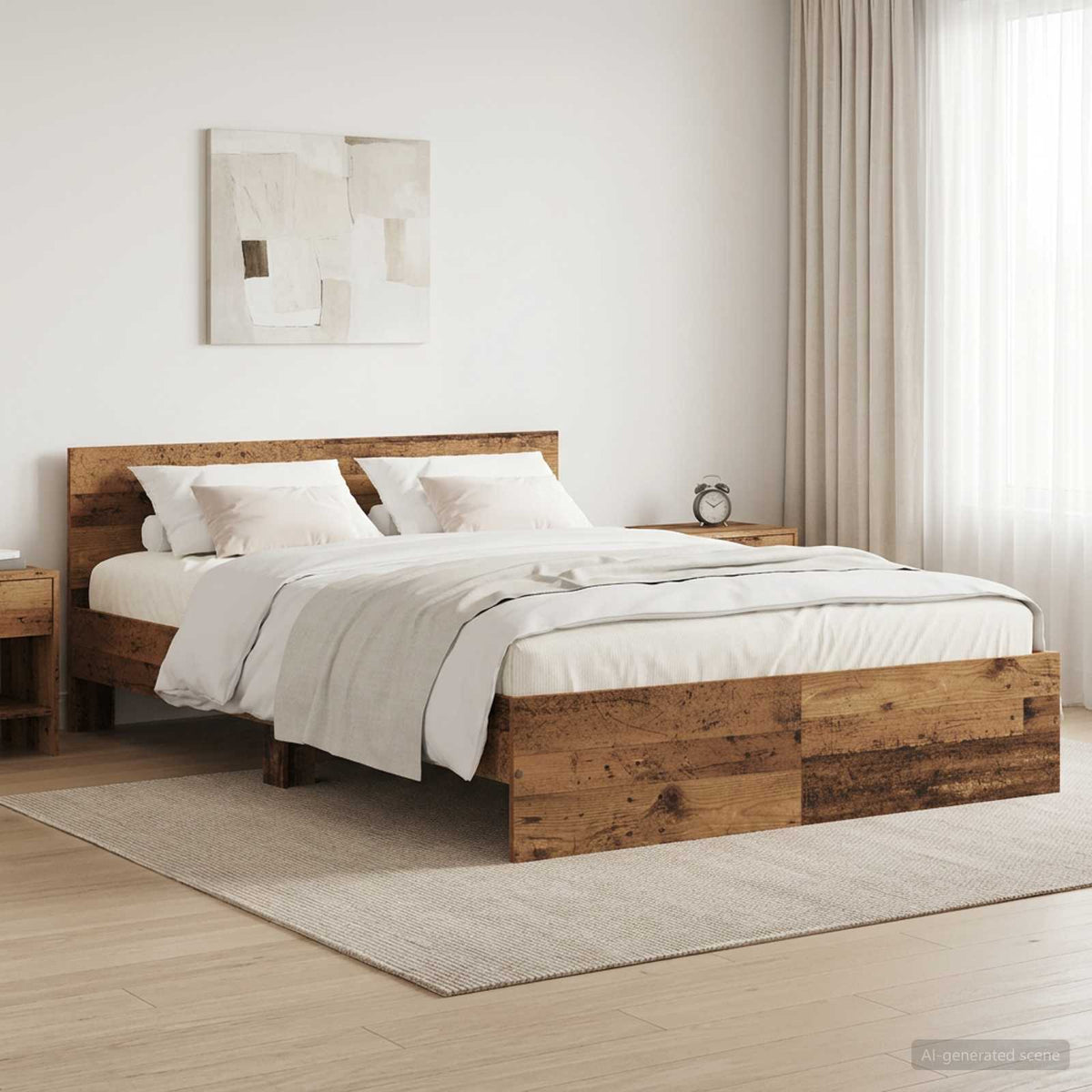vidaXL Bed Frame with Headboard Old Wood 160 x 200 cm Engineered wood