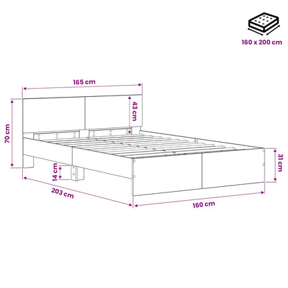 vidaXL Bed Frame with Headboard Old Wood 160 x 200 cm Engineered wood