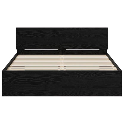 vidaXL Bed Frame with Headboard Black Oak 160 x 200 cm Engineered wood