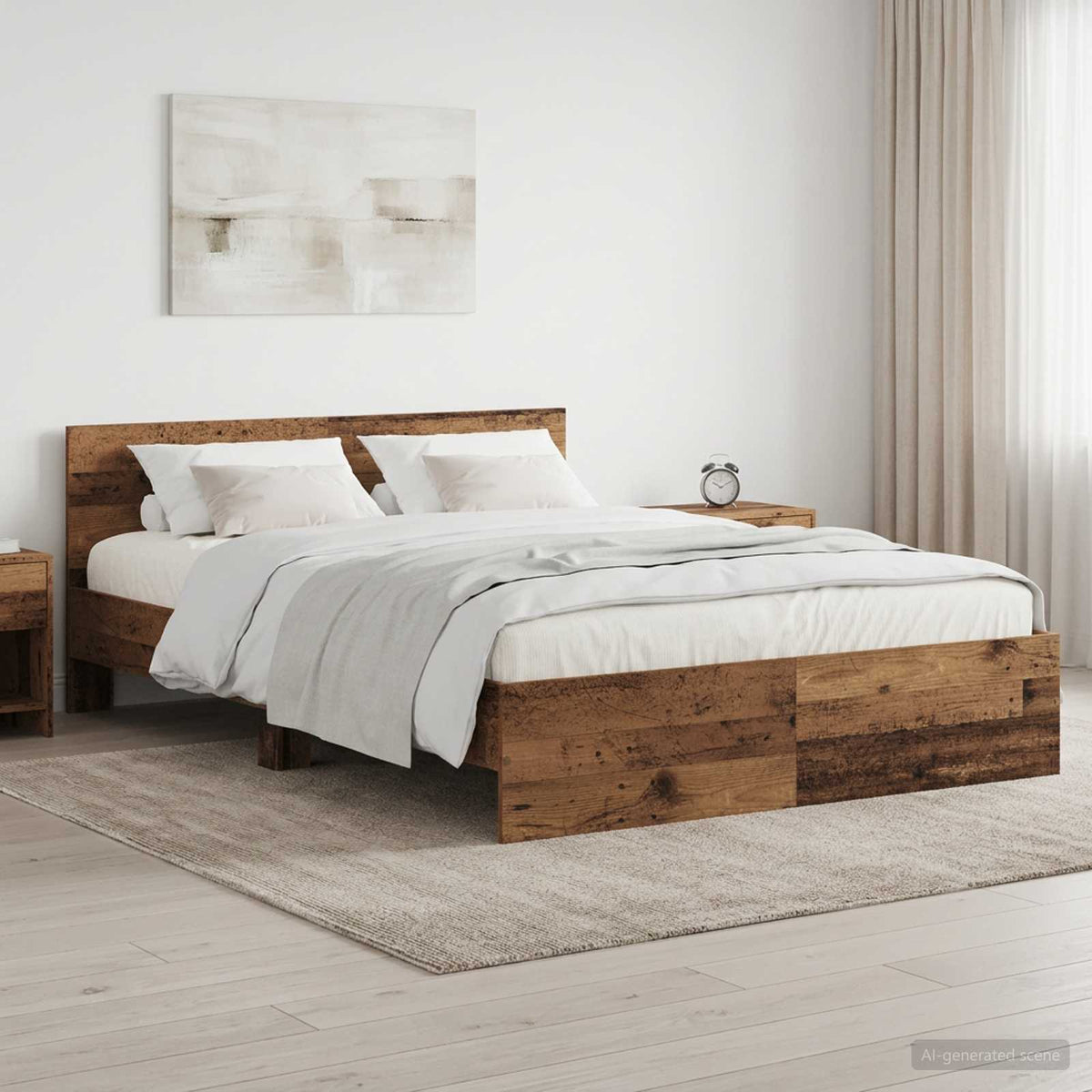 vidaXL Bed Frame with Headboard Old Wood 140 x 200 cm Engineered wood