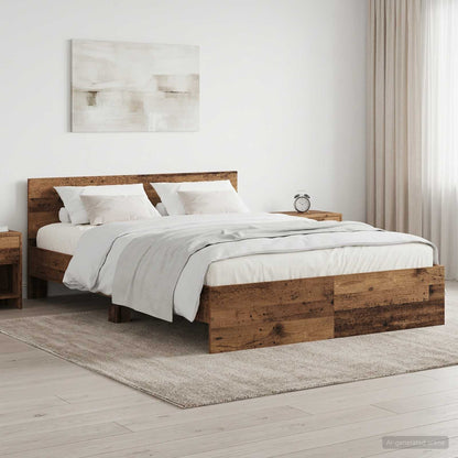vidaXL Bed Frame with Headboard Old Wood 140 x 200 cm Engineered wood