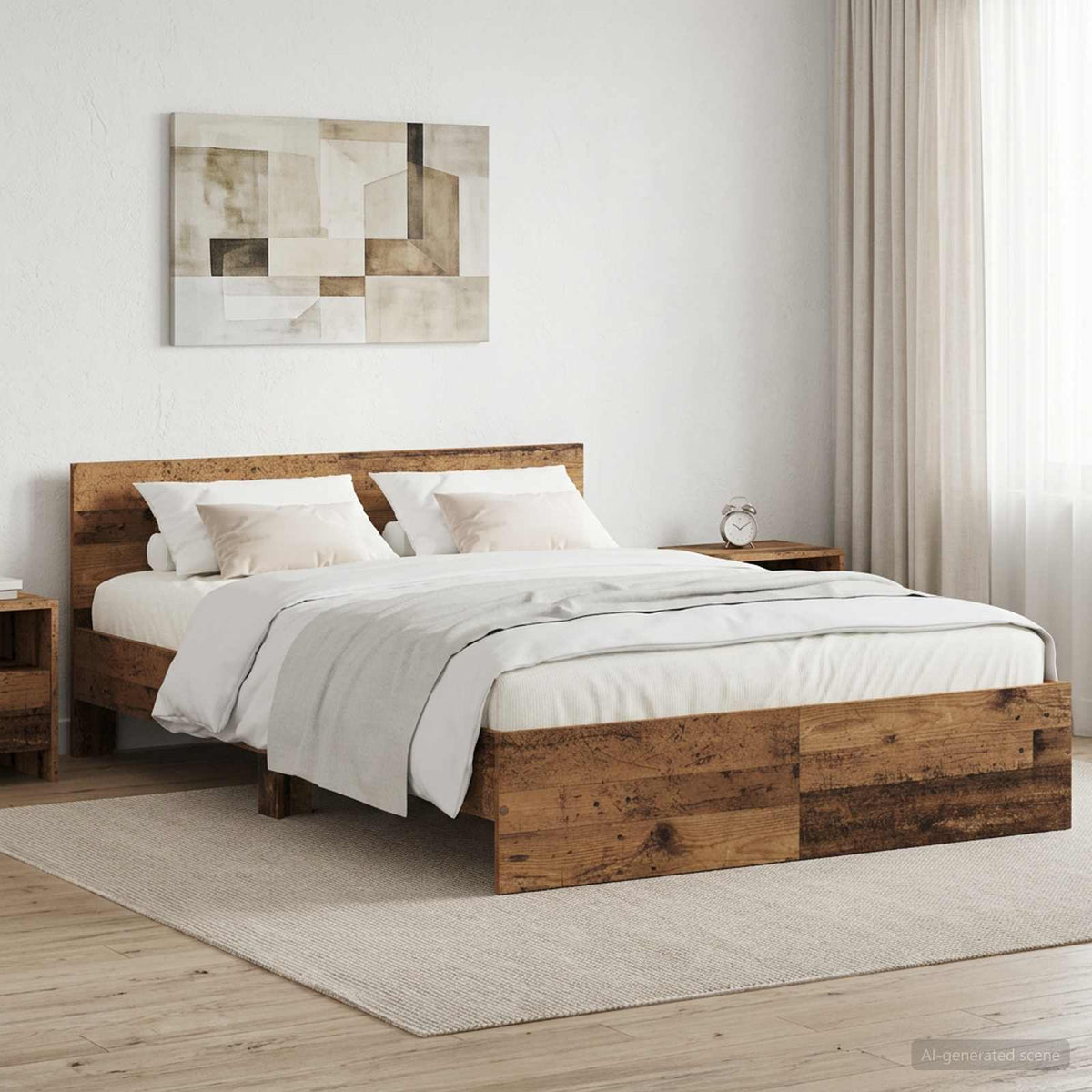 vidaXL Bed Frame with Headboard Old Wood 120 x 200 cm Engineered wood