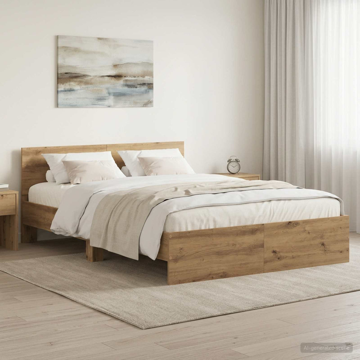 vidaXL Bed Frame with Headboard Artisan Oak 120 x 200 cm