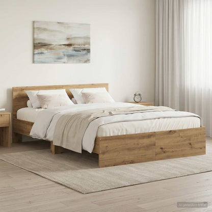 vidaXL Bed Frame with Headboard Artisan Oak 120 x 200 cm