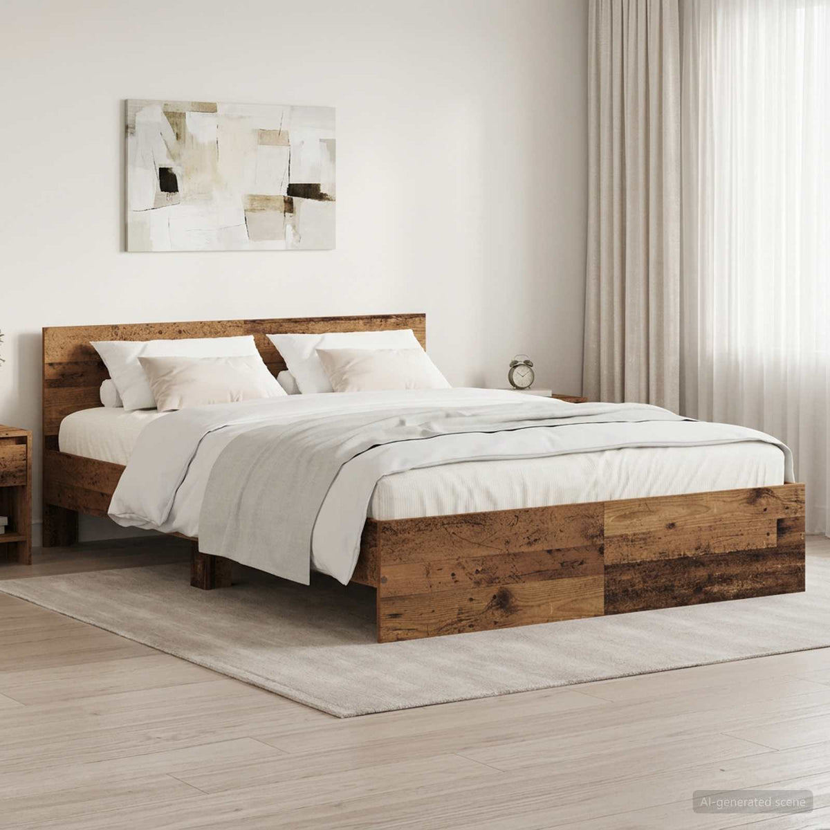 vidaXL Bed Frame with Headboard Old Wood 140 x 190 cm Engineered wood
