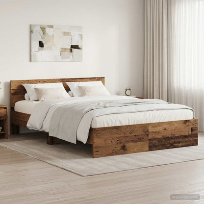 vidaXL Bed Frame with Headboard Old Wood 140 x 190 cm Engineered wood