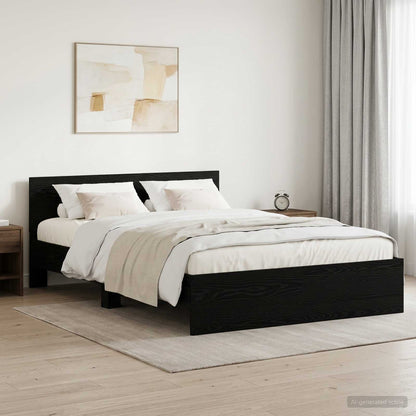 vidaXL Bed Frame with Headboard Black Oak 140 x 190 cm Engineered wood