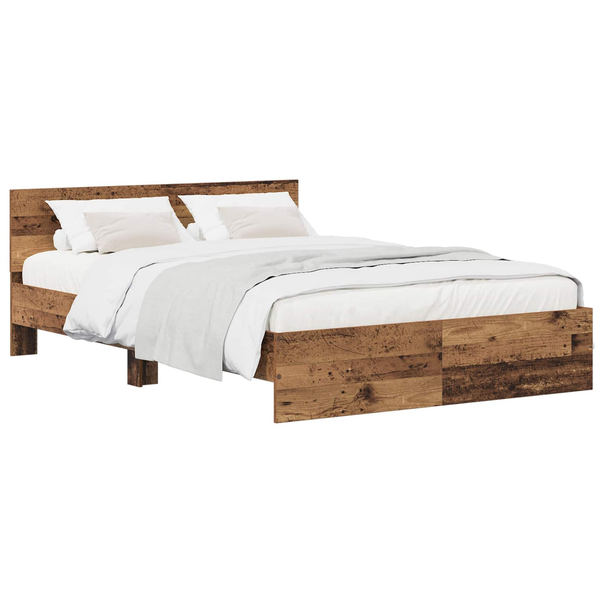 vidaXL Bed Frame with Headboard Old Wood 135 x 190 cm Engineered wood