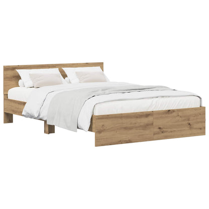 vidaXL Bed Frame with Headboard Artisan Oak 135 x 190 cm