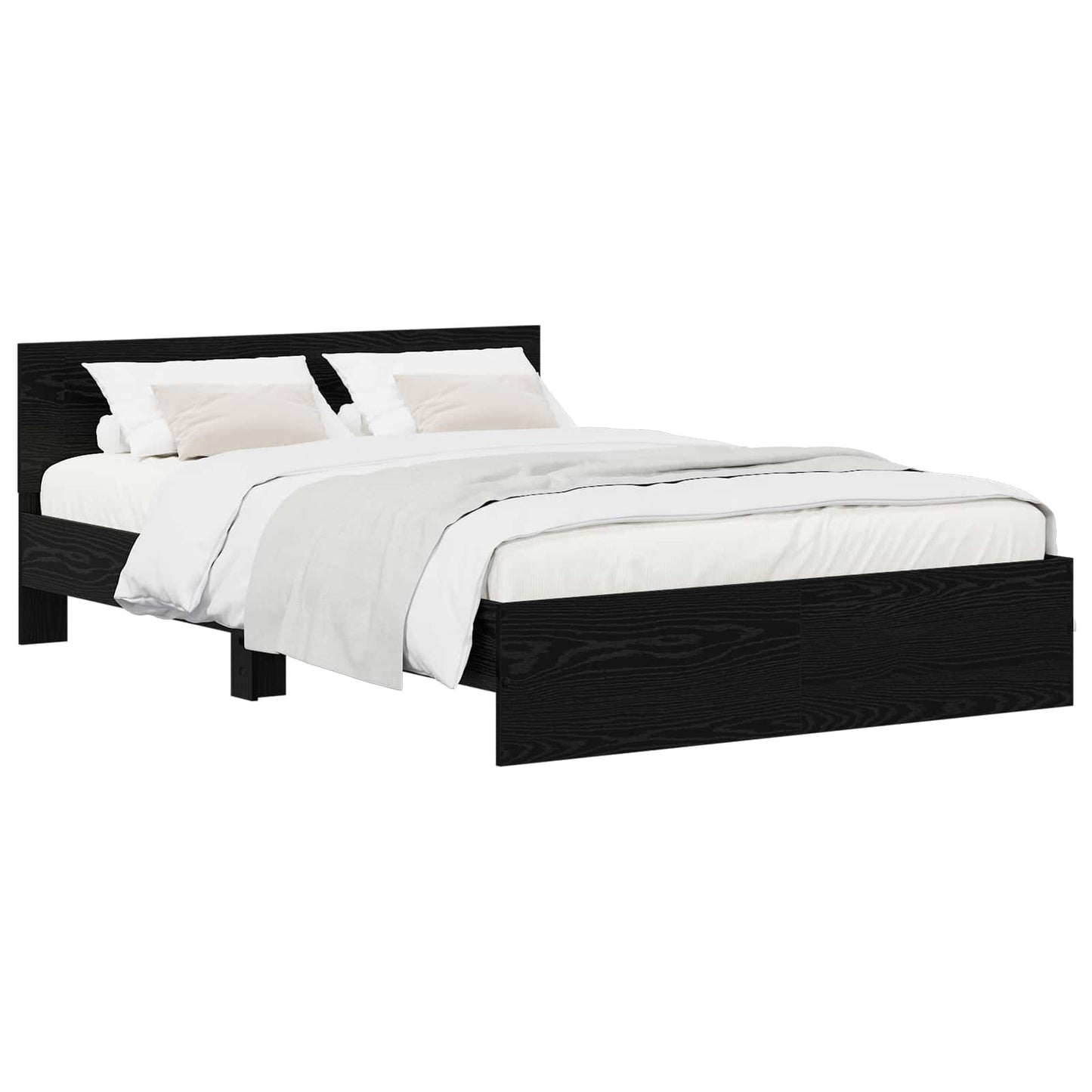 vidaXL Bed Frame with Headboard Black Oak 135 x 190 cm Engineered wood
