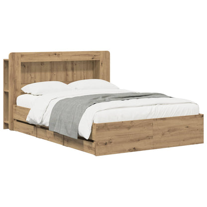 vidaXL Bed Frame with Storage and Headboard Artisan Oak 120 x 200 cm