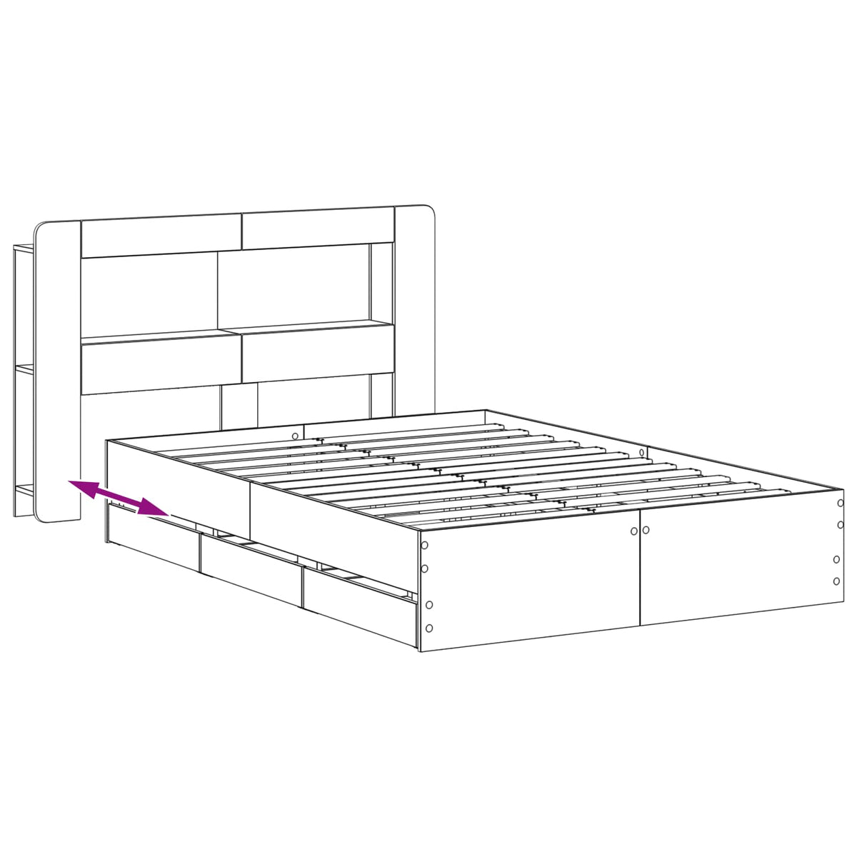 vidaXL Bed Frame with Storage and Headboard Artisan Oak 120 x 200 cm