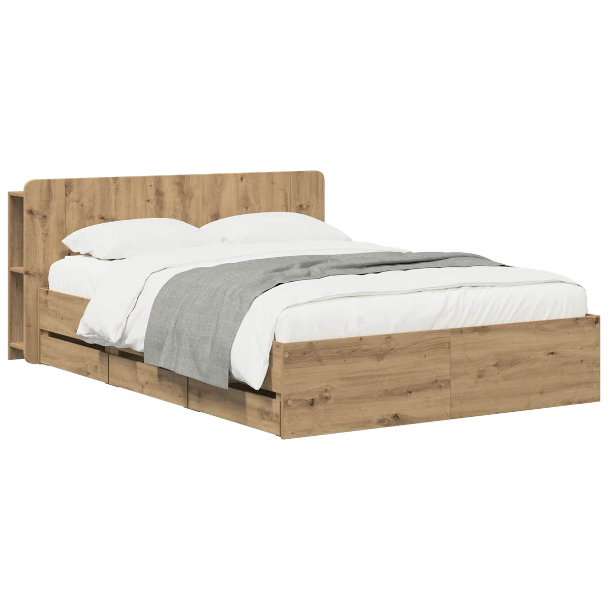vidaXL Bed Frame with Storage and Headboard Artisan Oak 120 x 200 cm