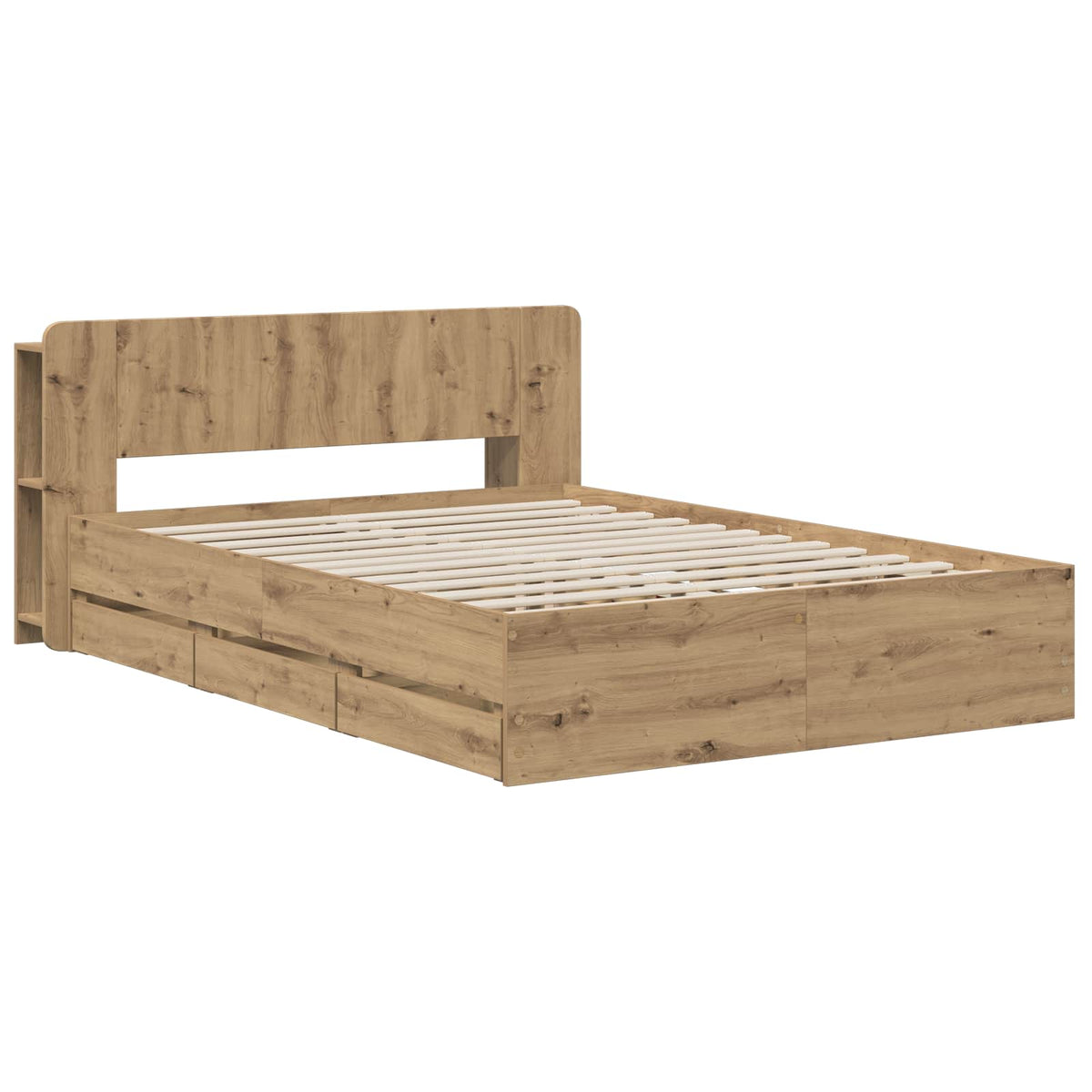 vidaXL Bed Frame with Storage and Headboard Artisan Oak 120 x 200 cm