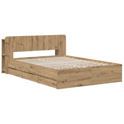 vidaXL Bed Frame with Storage and Headboard Artisan Oak 120 x 200 cm
