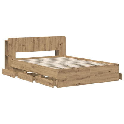 vidaXL Bed Frame with Storage and Headboard Artisan Oak 120 x 200 cm
