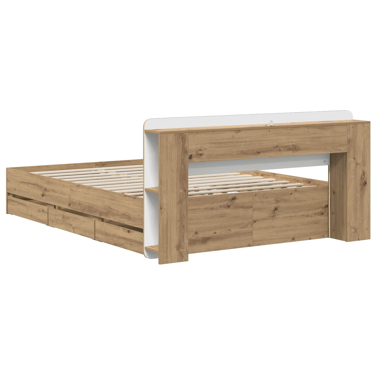 vidaXL Bed Frame with Storage and Headboard Artisan Oak 120 x 200 cm