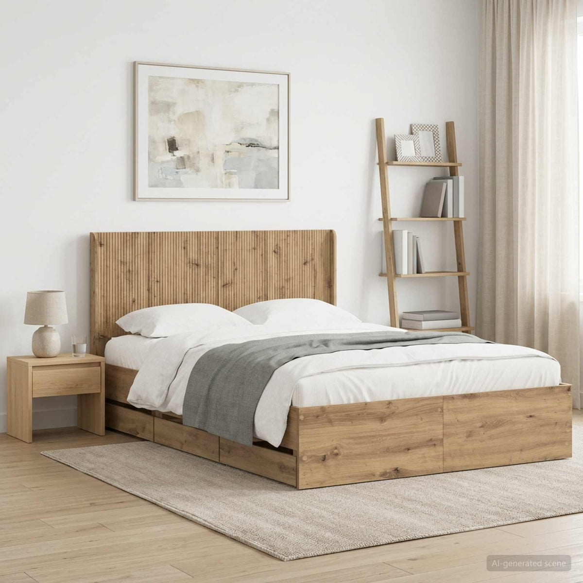 vidaXL Bed Frame with Storage and Headboard Artisan Oak 120 x 200 cm