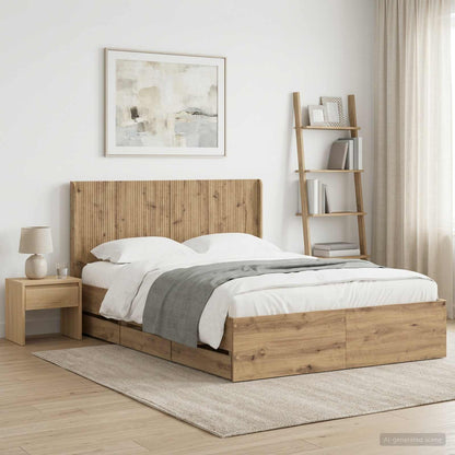 vidaXL Bed Frame with Storage and Headboard Artisan Oak 120 x 200 cm