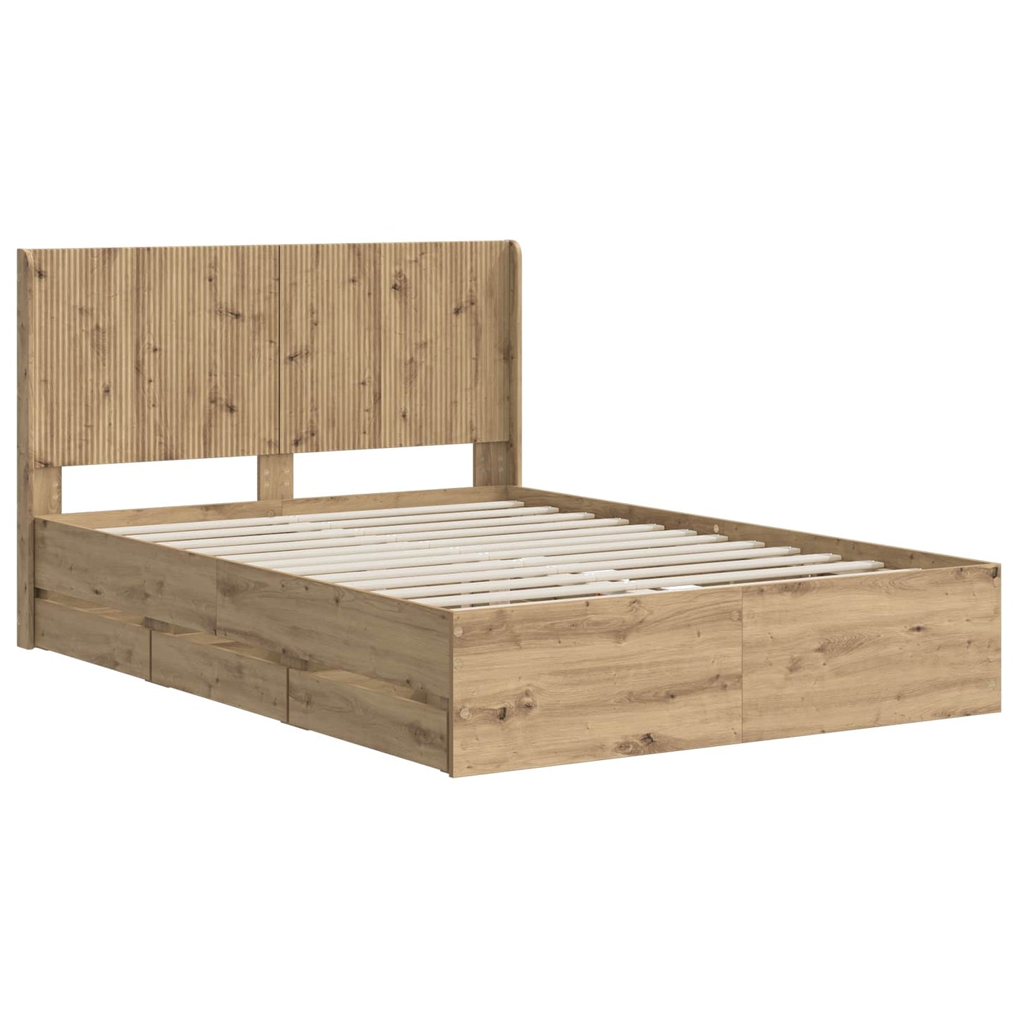vidaXL Bed Frame with Storage and Headboard Artisan Oak 120 x 200 cm