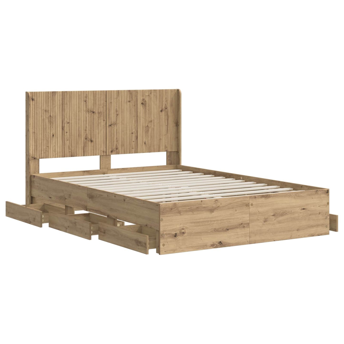 vidaXL Bed Frame with Storage and Headboard Artisan Oak 120 x 200 cm