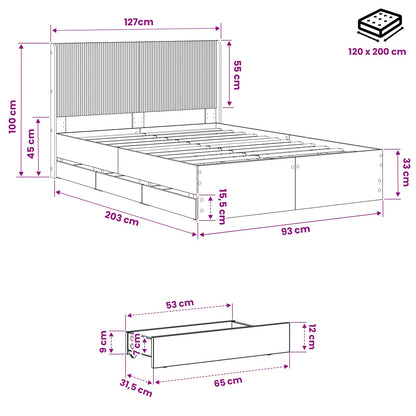 vidaXL Bed Frame with Storage and Headboard Artisan Oak 120 x 200 cm