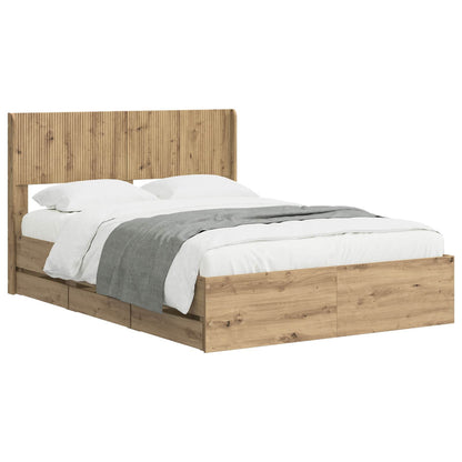 vidaXL Bed Frame with Storage and Headboard Artisan Oak 120 x 200 cm