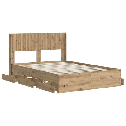 vidaXL Bed Frame with Storage and Headboard Artisan Oak 120 x 200 cm