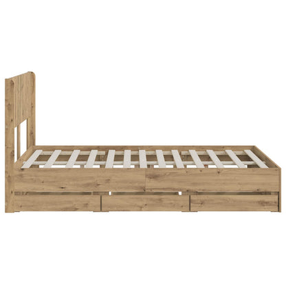 vidaXL Bed Frame with Storage and Headboard Artisan Oak 120 x 200 cm