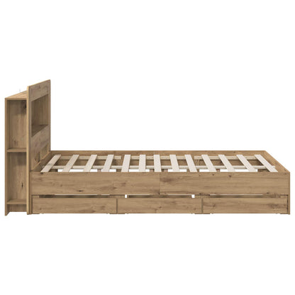 vidaXL Bed Frame with Storage and Headboard Artisan Oak 150 x 200 cm