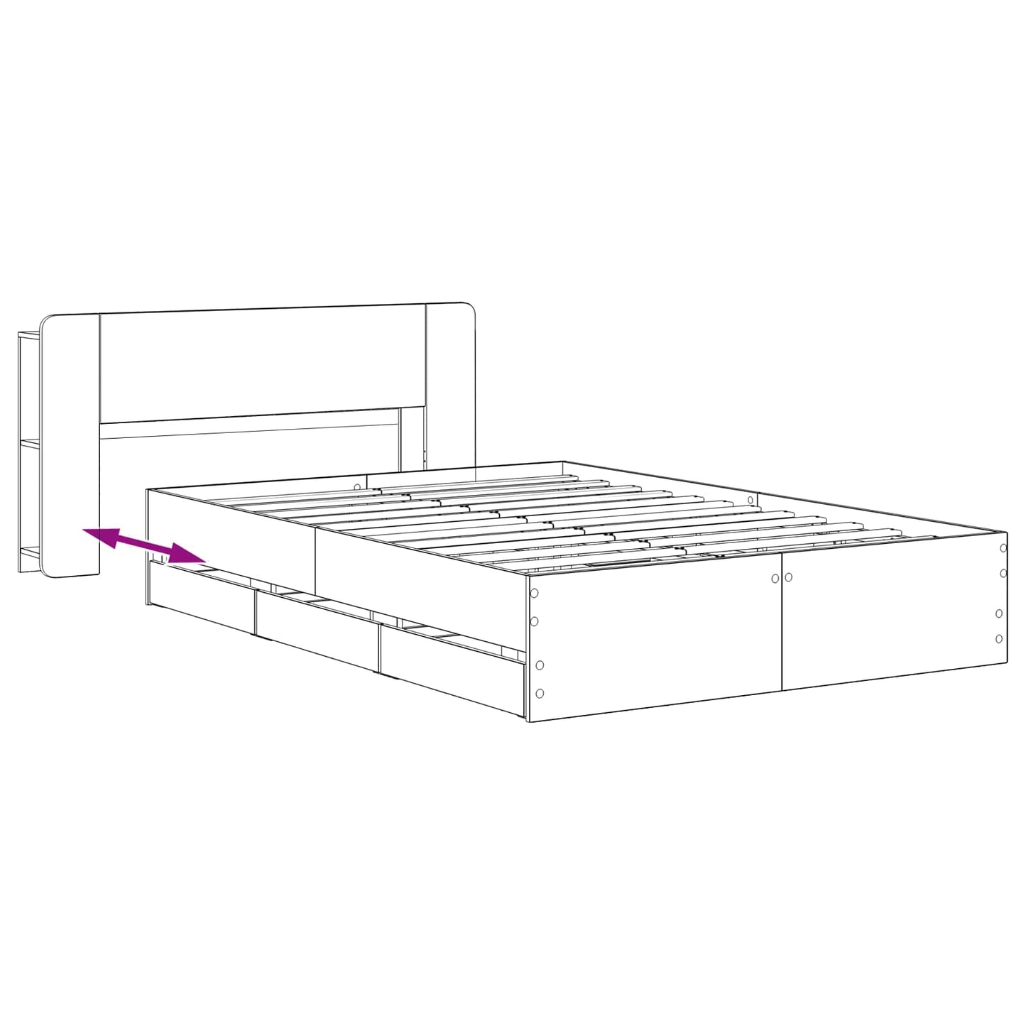 vidaXL Bed Frame with Storage and Headboard Artisan Oak 150 x 200 cm