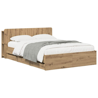 vidaXL Bed Frame with Storage and Headboard Artisan Oak 160 x 200 cm