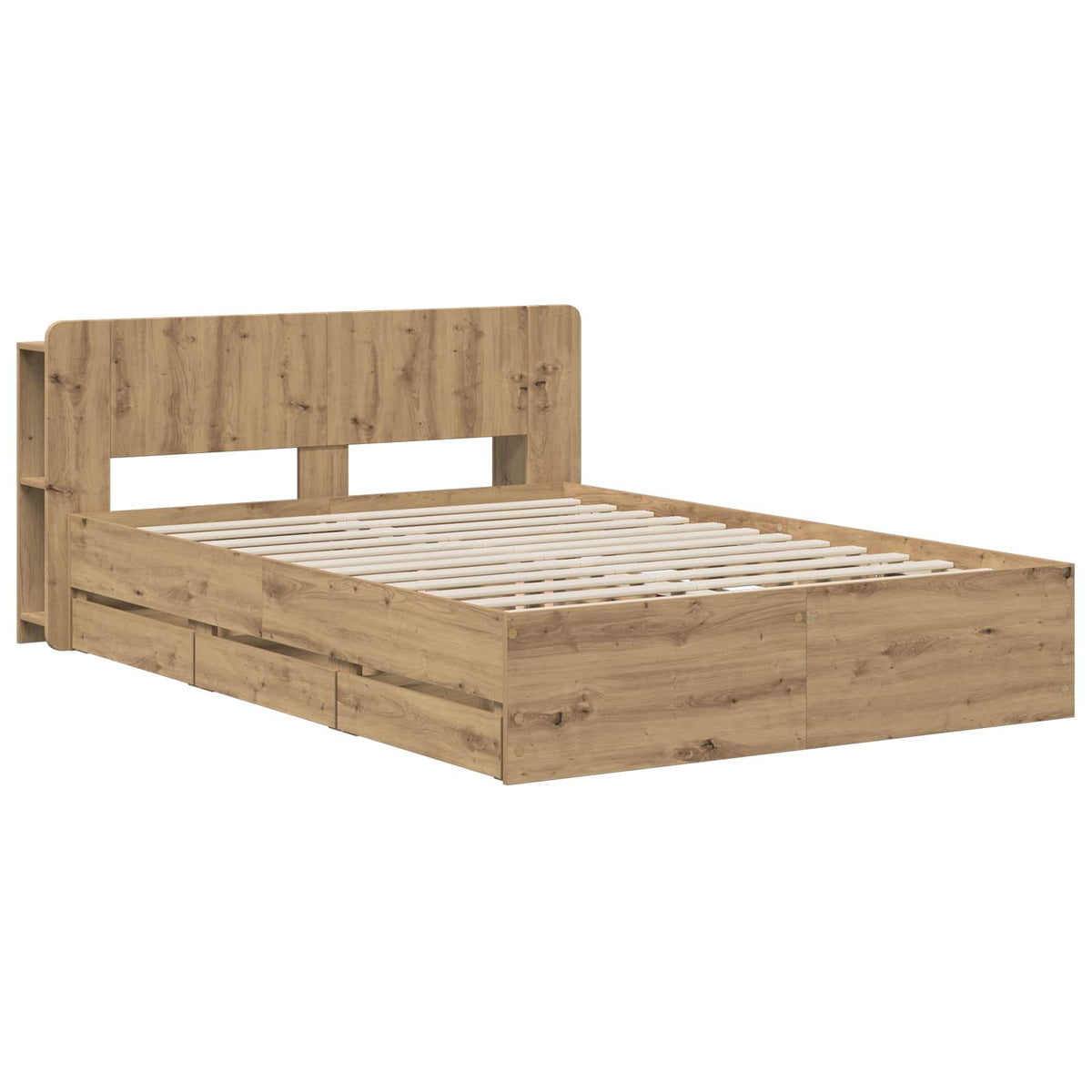 vidaXL Bed Frame with Storage and Headboard Artisan Oak 160 x 200 cm