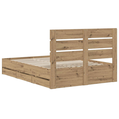 vidaXL Bed Frame with Storage and Headboard Artisan Oak 160 x 200 cm